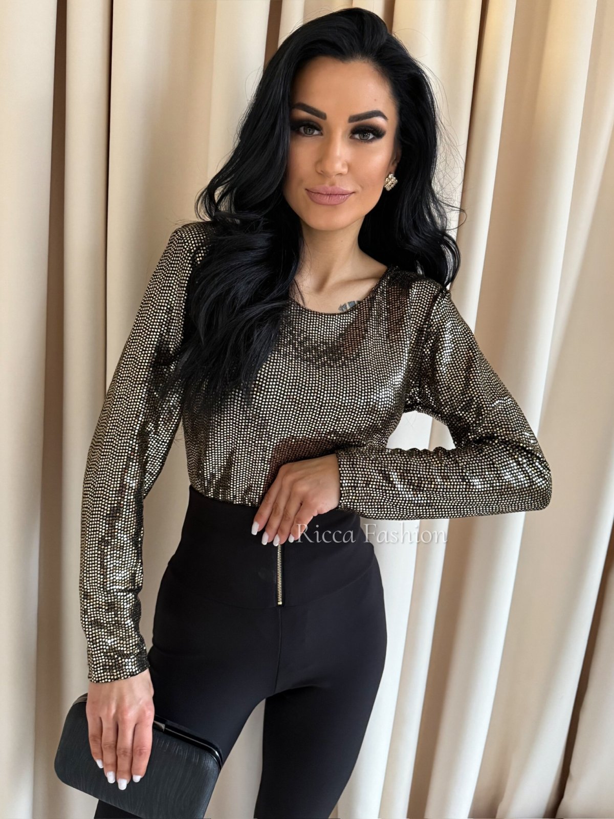 Body cekinowe EVELINE, black/gold