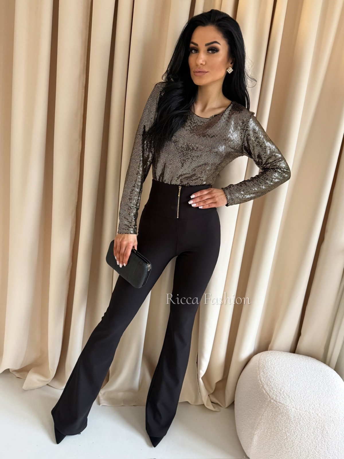 Body cekinowe EVELINE, black/gold