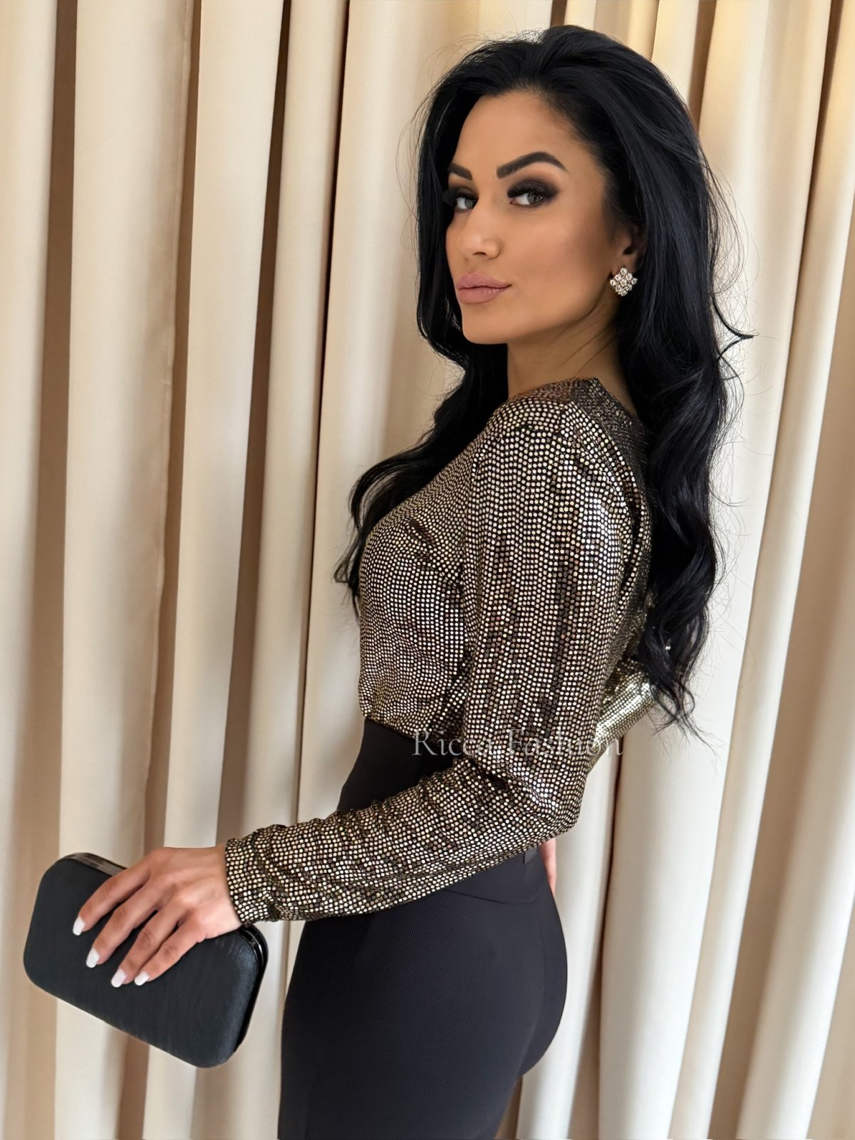 Body cekinowe EVELINE, black/gold