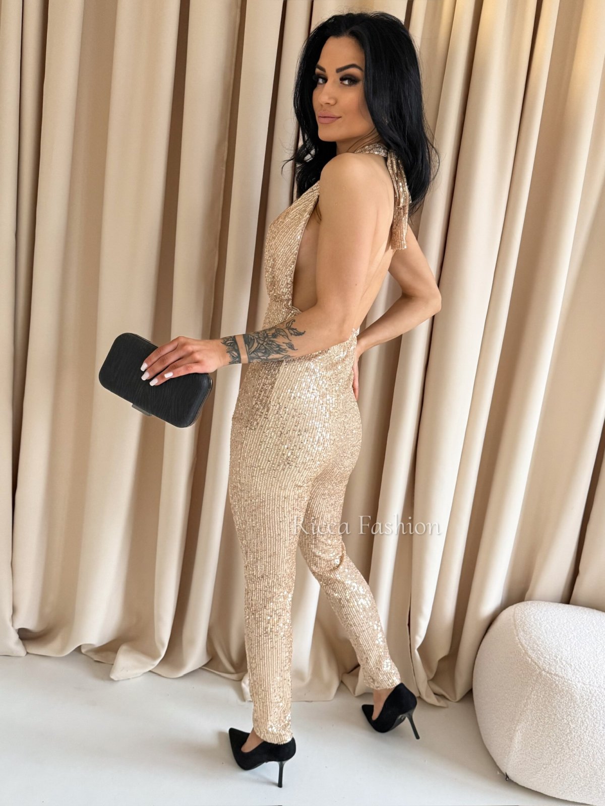 Kombinezon cekinowy CHARLIE, złoty