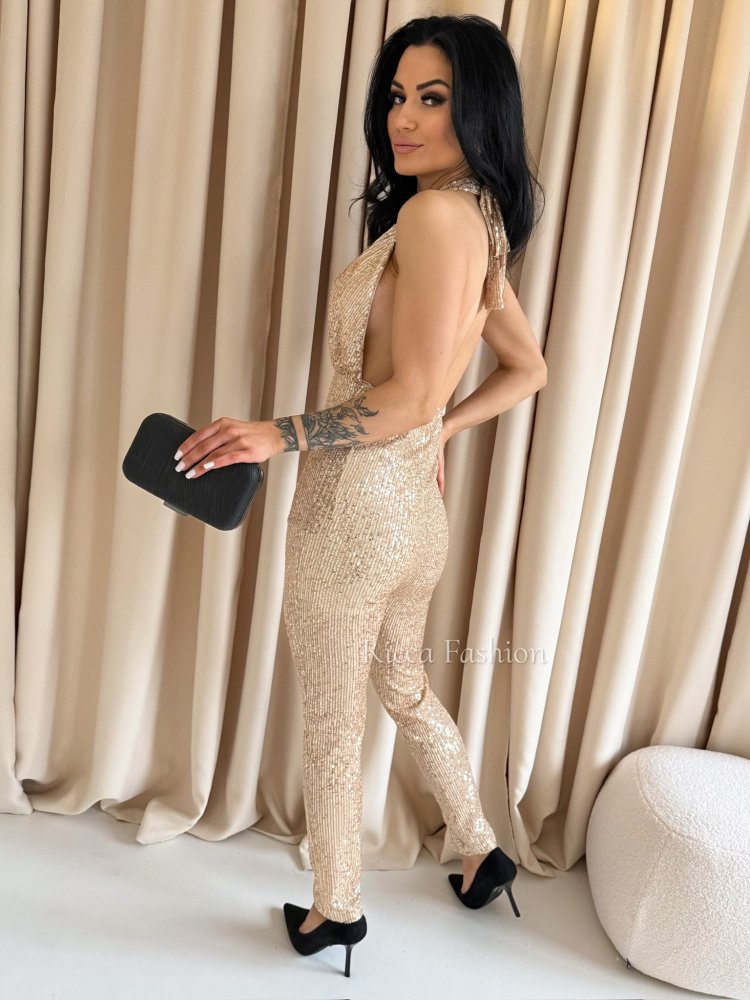 Kombinezon cekinowy CHARLIE, złoty