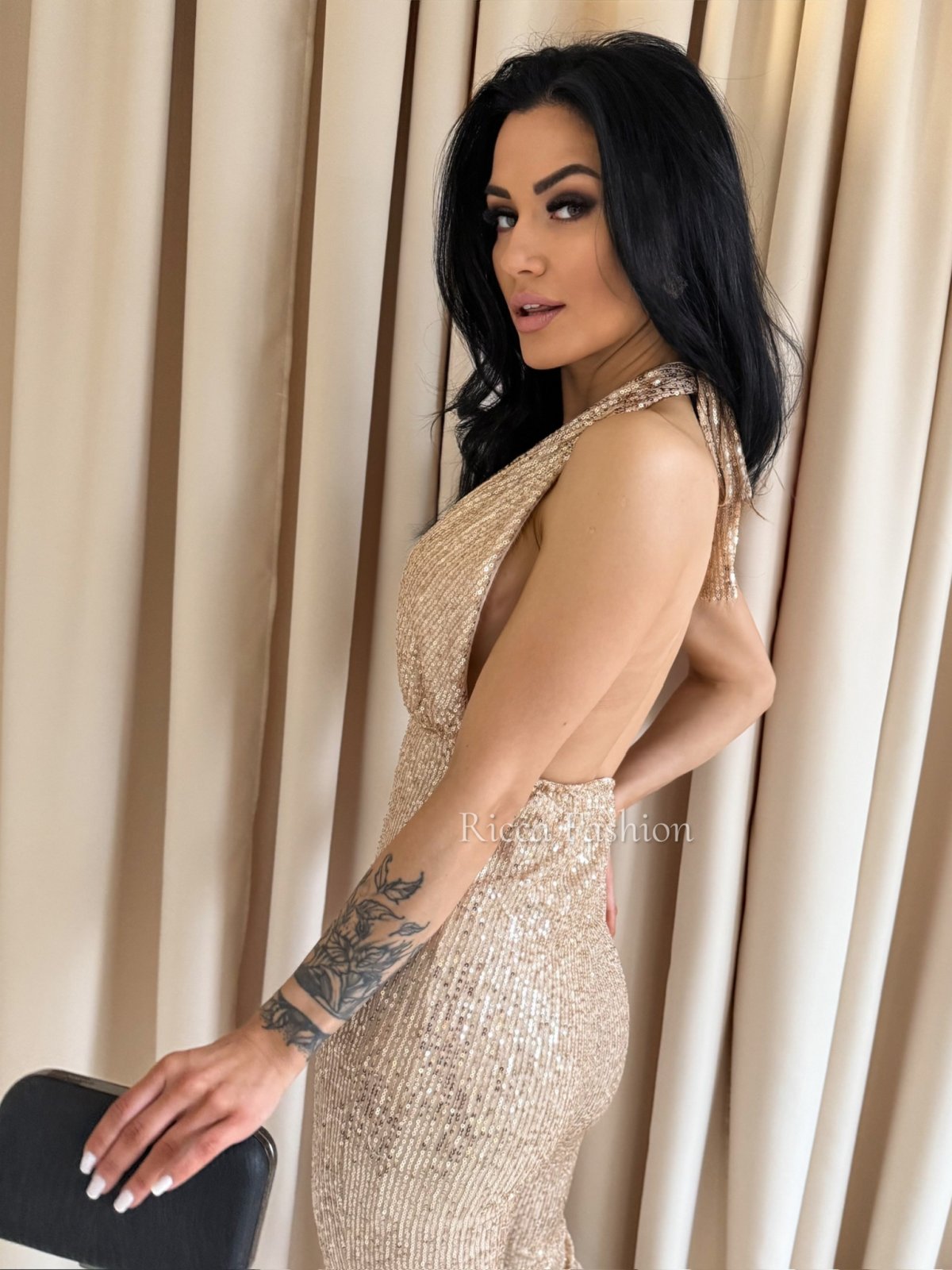 Kombinezon cekinowy CHARLIE, złoty