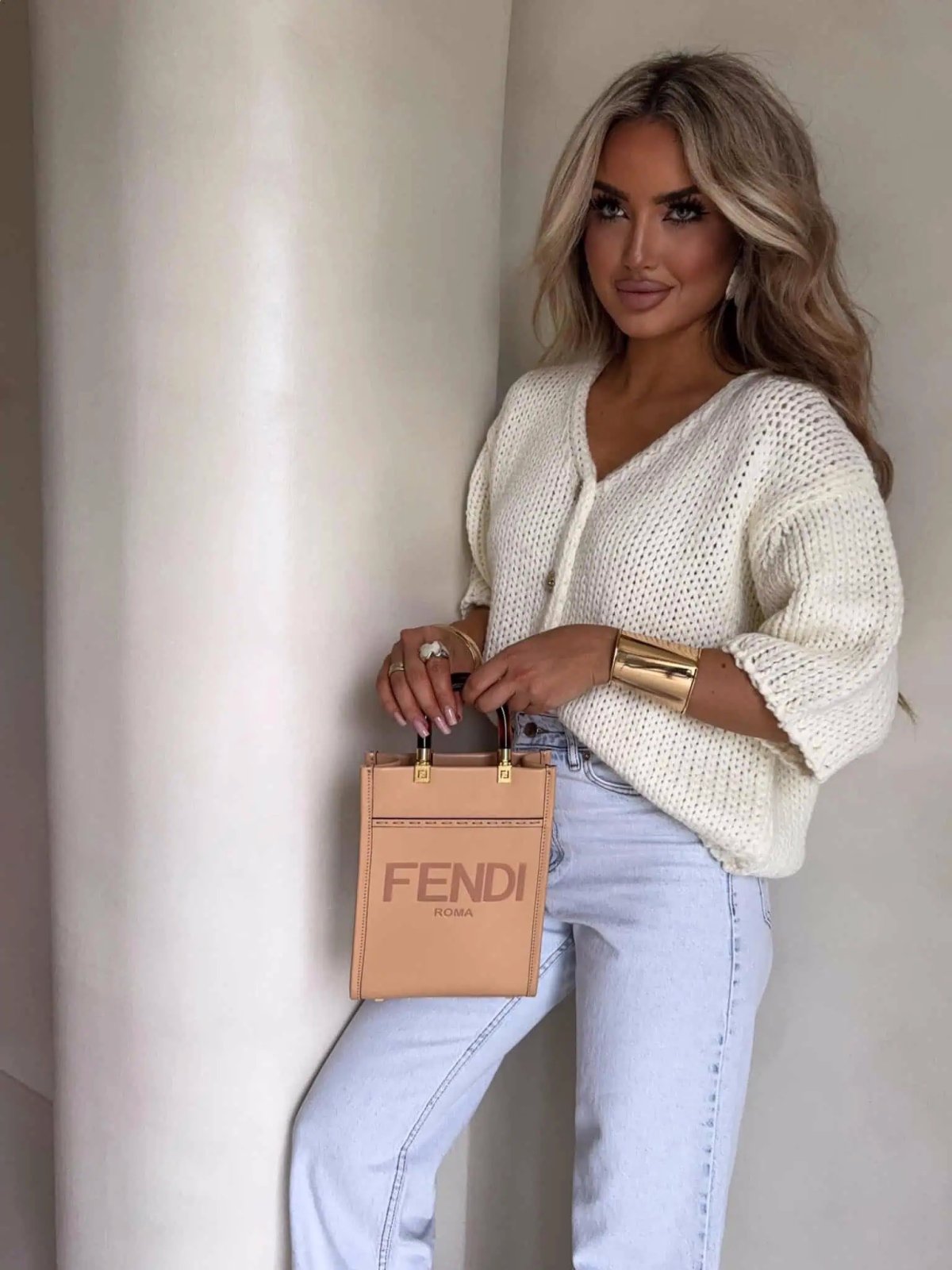 Kardigan z wełną ROYAL, ecru