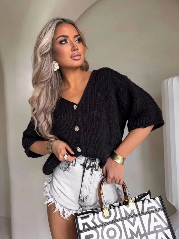 Kardigan z wełną ROYAL, czarny