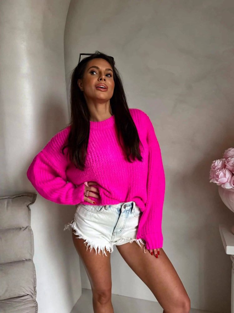 Sweter z wełną LEGEND, fuksja