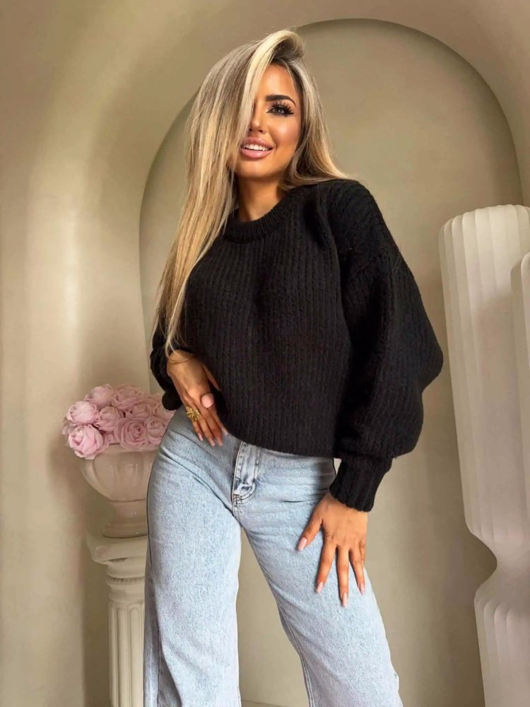 Sweter z wełną LEGEND, czarny