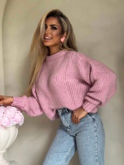 Sweter z wełną LEGEND, jasny róż