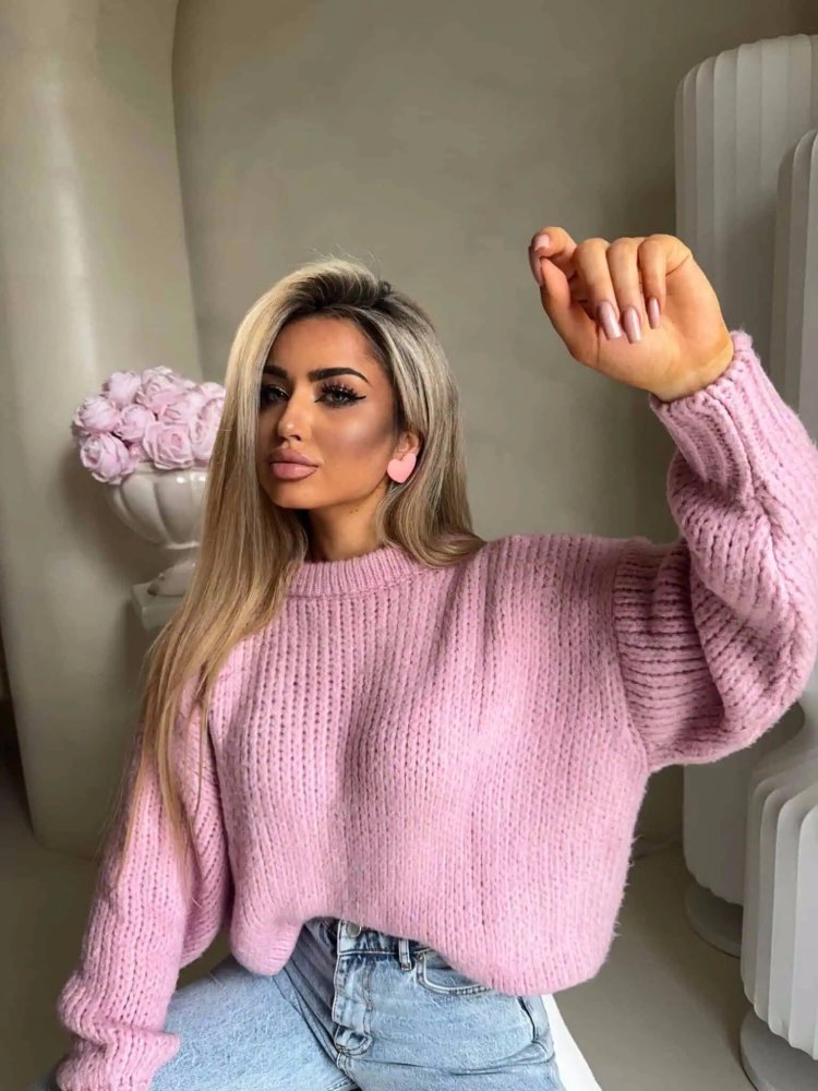 Sweter z wełną LEGEND, jasny róż