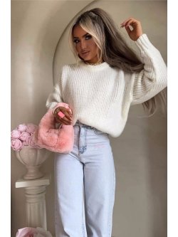 Sweter z wełną LEGEND, ecru