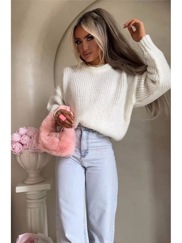 Sweter z wełną LEGEND, ecru