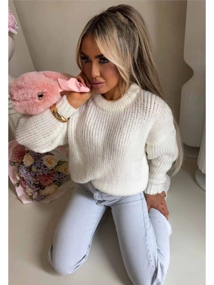 Sweter z wełną LEGEND, ecru