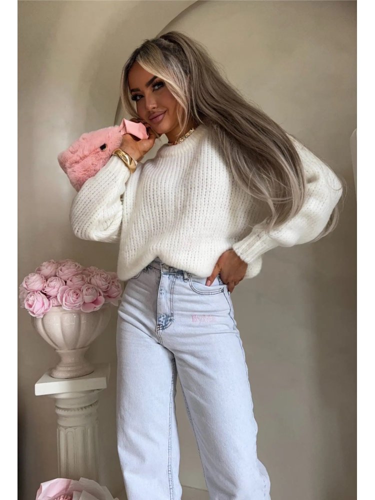 Sweter z wełną LEGEND, ecru