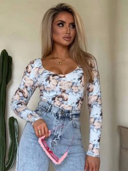 Bluzka VENEZIA print, rose-lazurowa