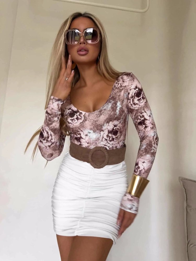 Bluzka VENEZIA print, rose-beż