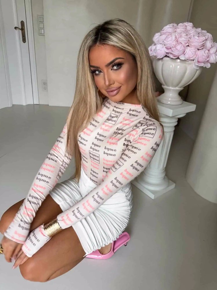 Bluzka SECOND MIU, jasny beż-koral