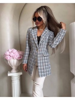 Marynarka LONG, krata szara