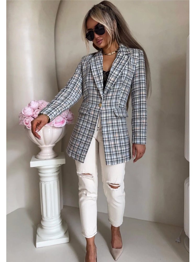 Marynarka LONG, krata szara