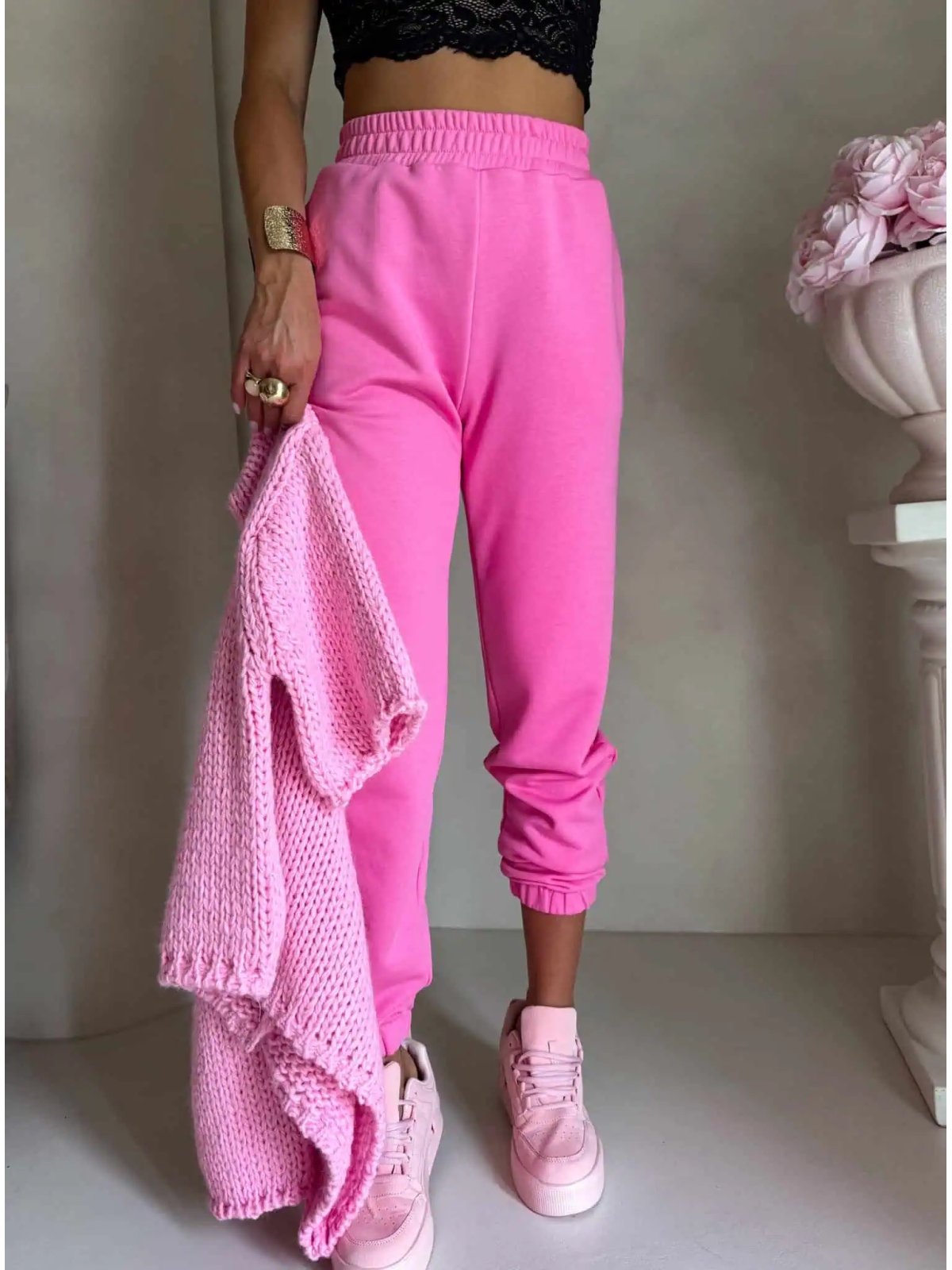 Spodnie dresowe CLASSIC, mocny róż