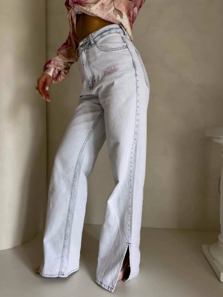 Spodnie FLARED pink one, jasny niebieski