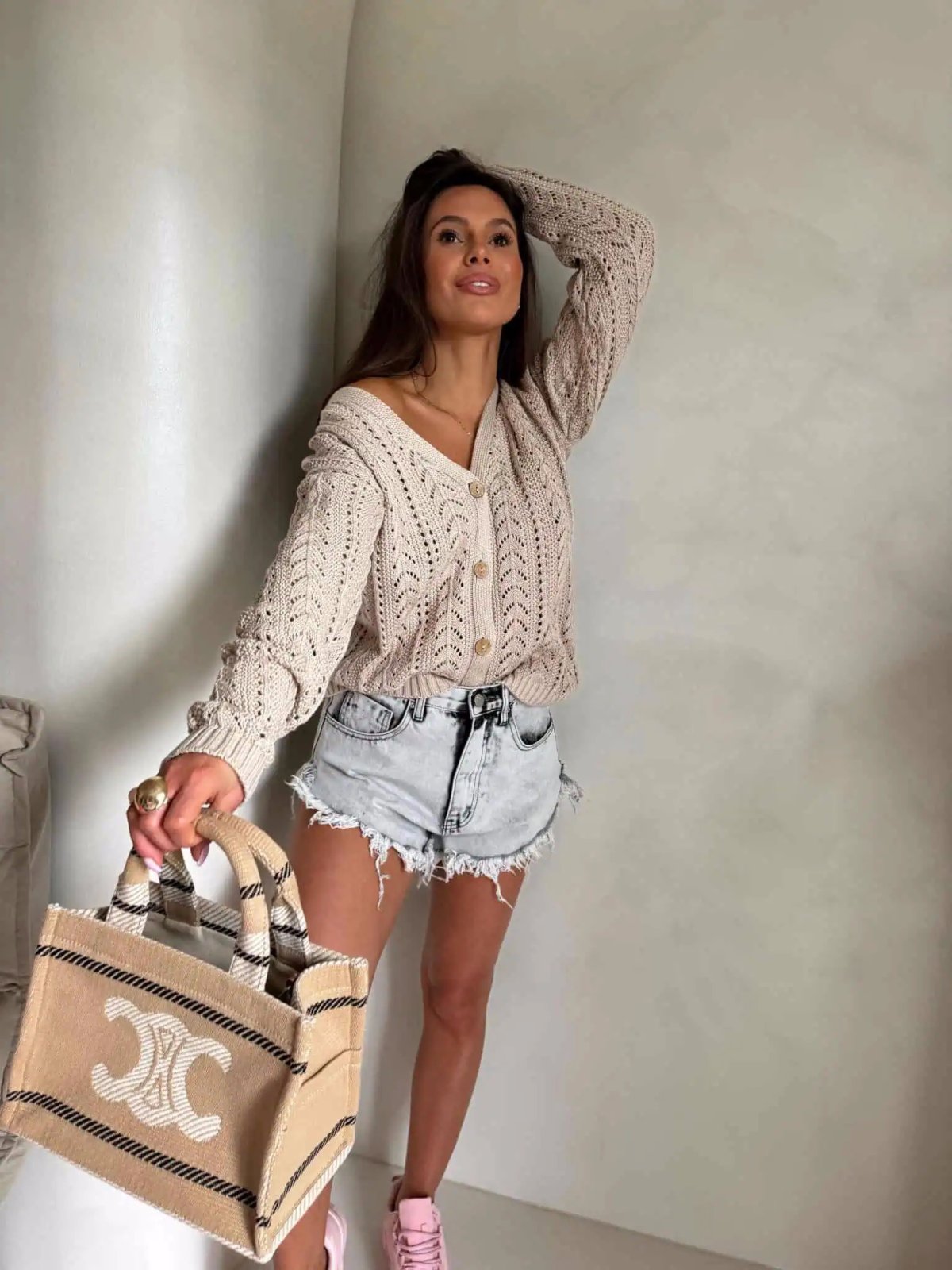 Sweter z bawełny WOOD, beż