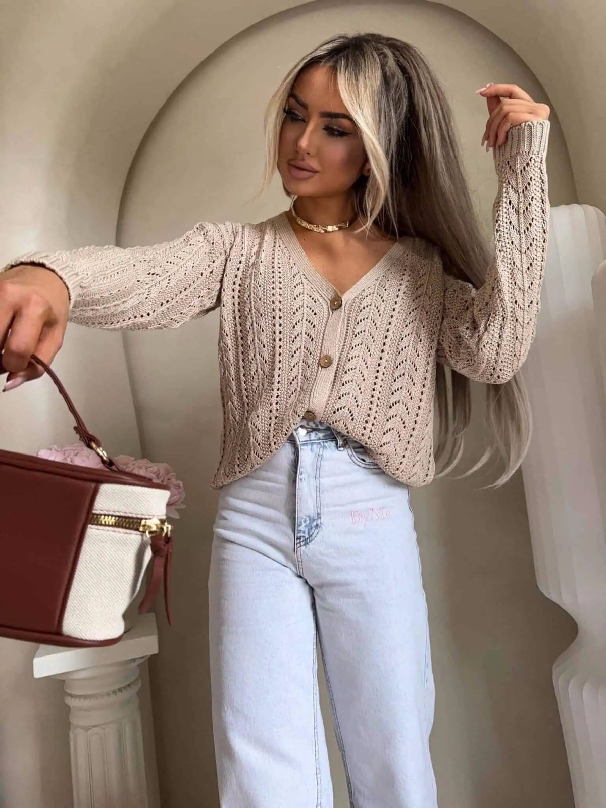 Sweter z bawełny WOOD, beż