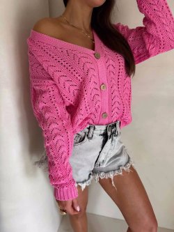 Sweter z bawełny WOOD, ciemny róż