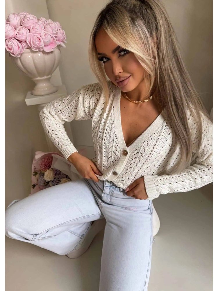 Sweter z bawełny WOOD, ecru