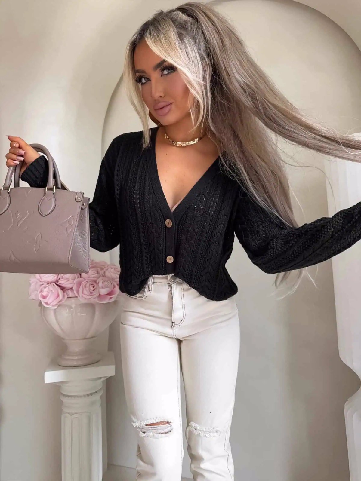 Sweter z bawełny WOOD, czarny