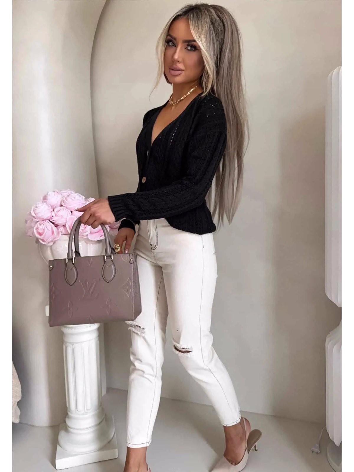 Sweter z bawełny WOOD, czarny