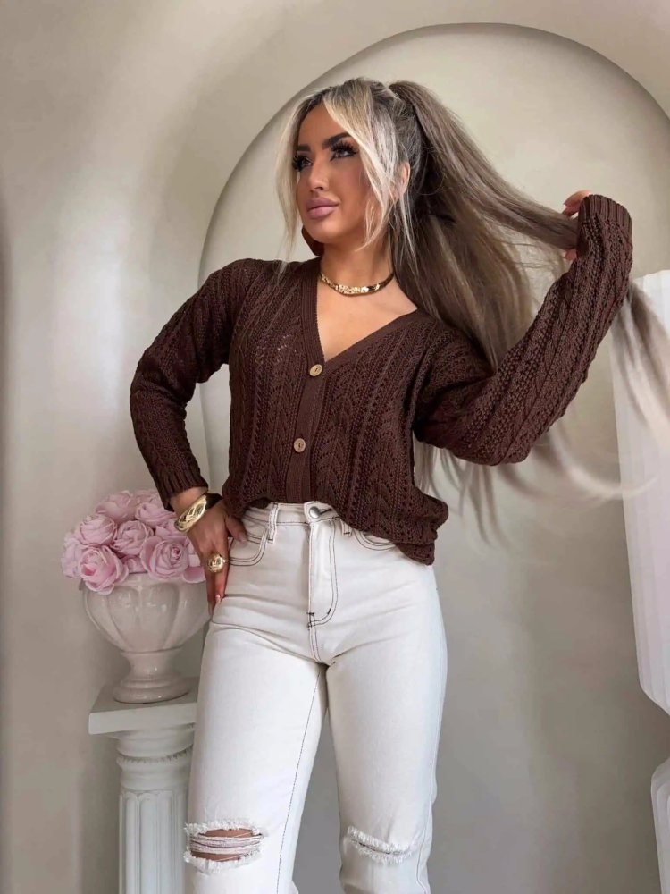 Sweter z bawełny WOOD, czekolada