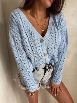 Sweter z bawełny WOOD, niebieski