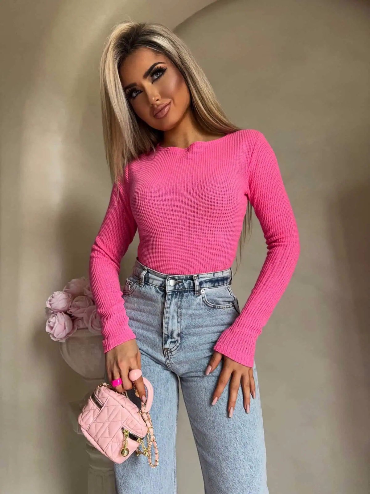 Bluzka WAFELEK, jasny róż