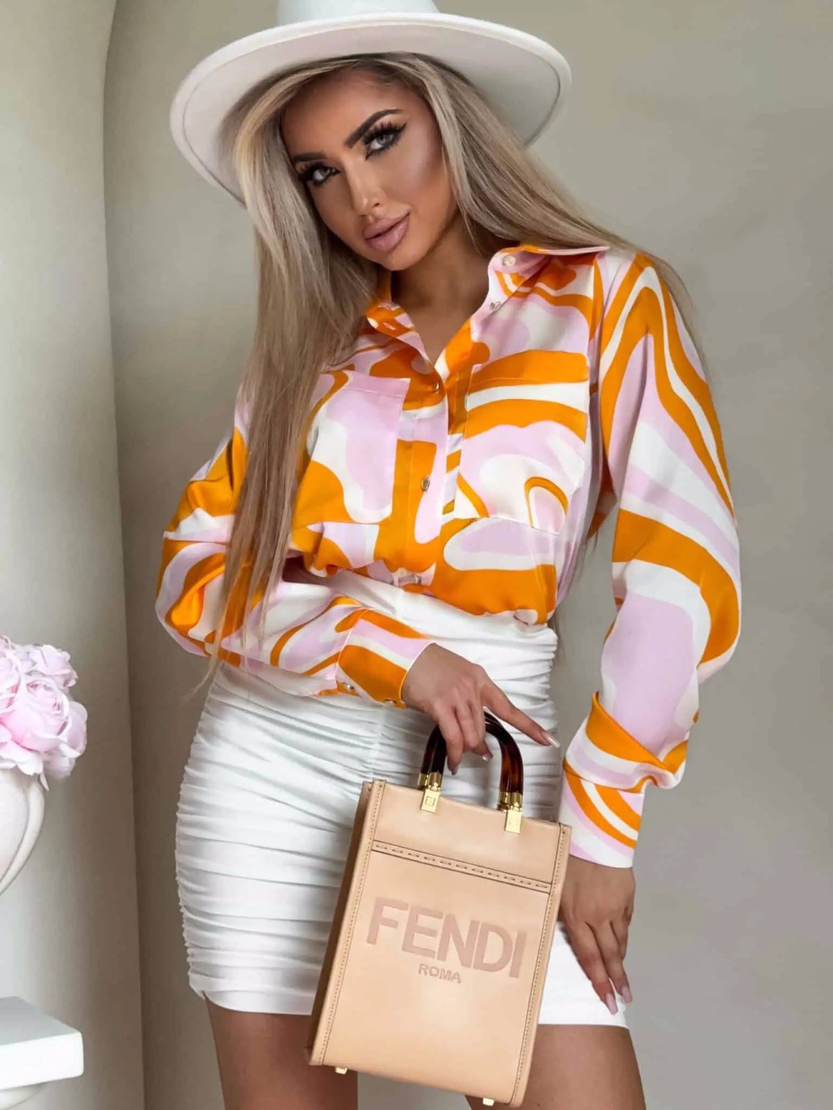 Koszula GOSSIP, pomarańcz-róż