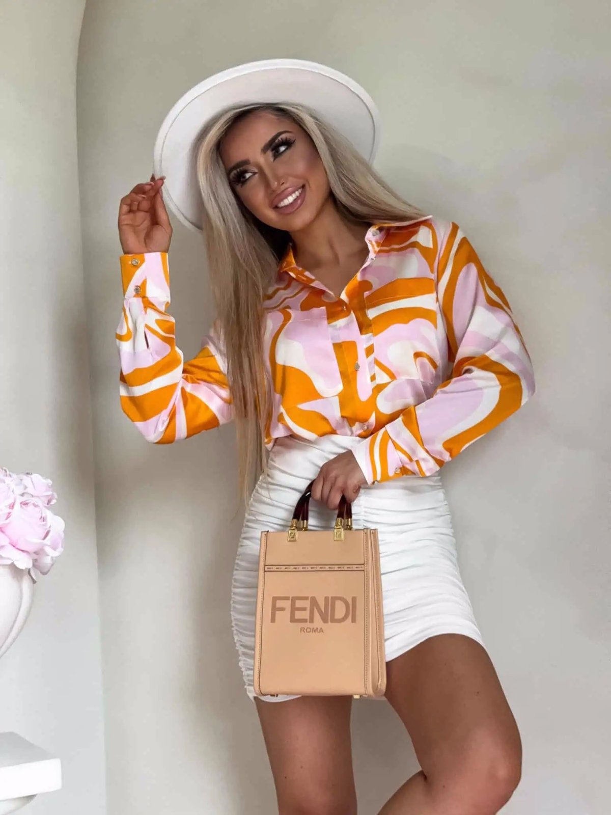 Koszula GOSSIP, pomarańcz-róż