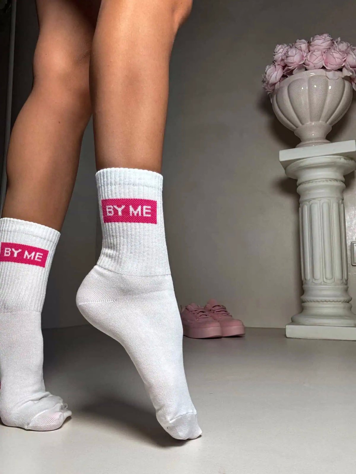 Skarpetki GUESSY, biało-różowe