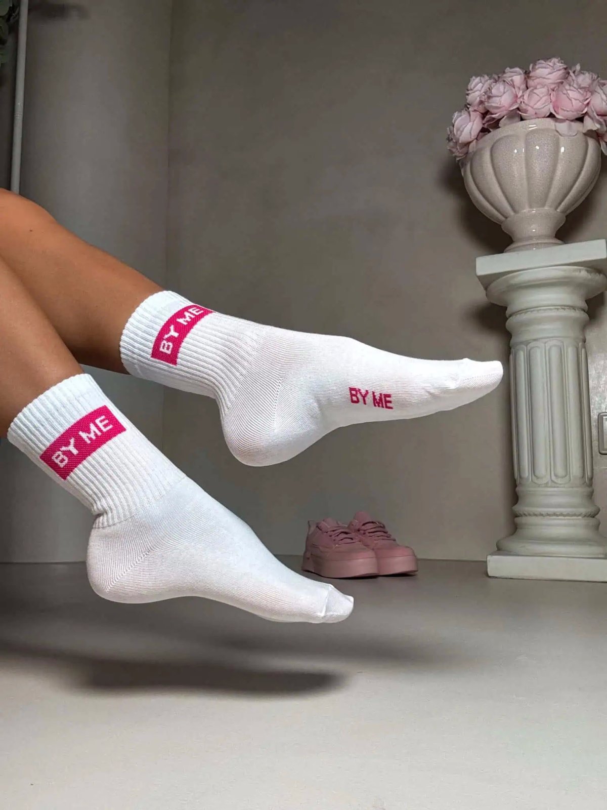 Skarpetki GUESSY, biało-różowe