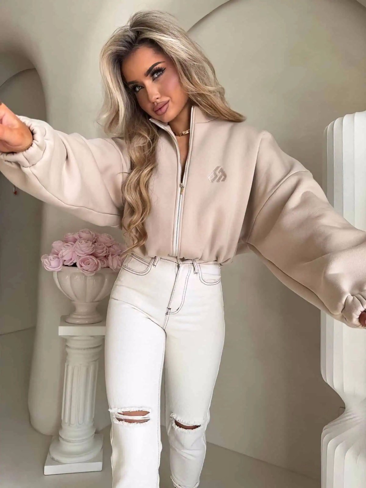 Bluza dresowa BESTIE, beż