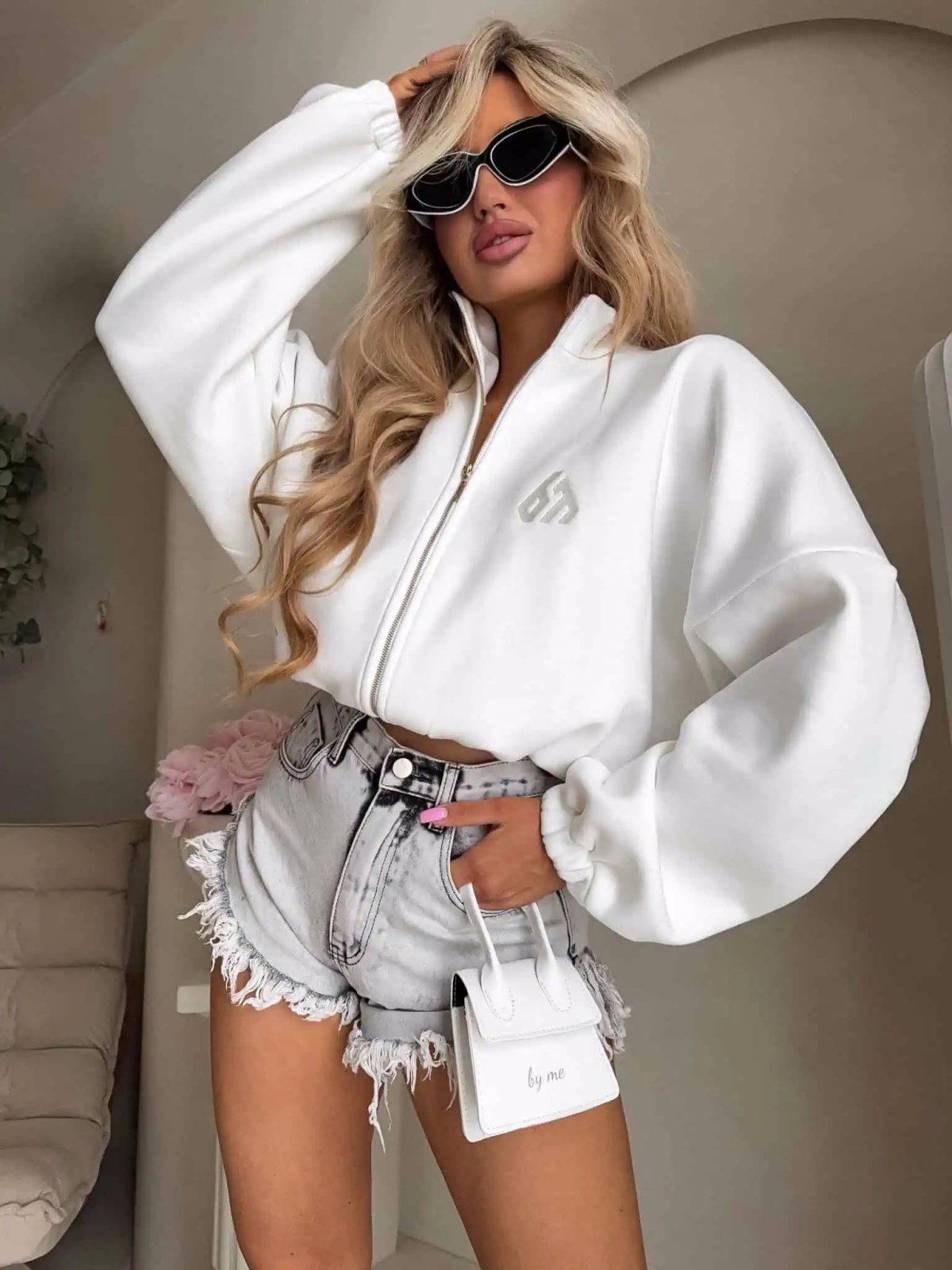 Bluza dresowa BESTIE, ecru