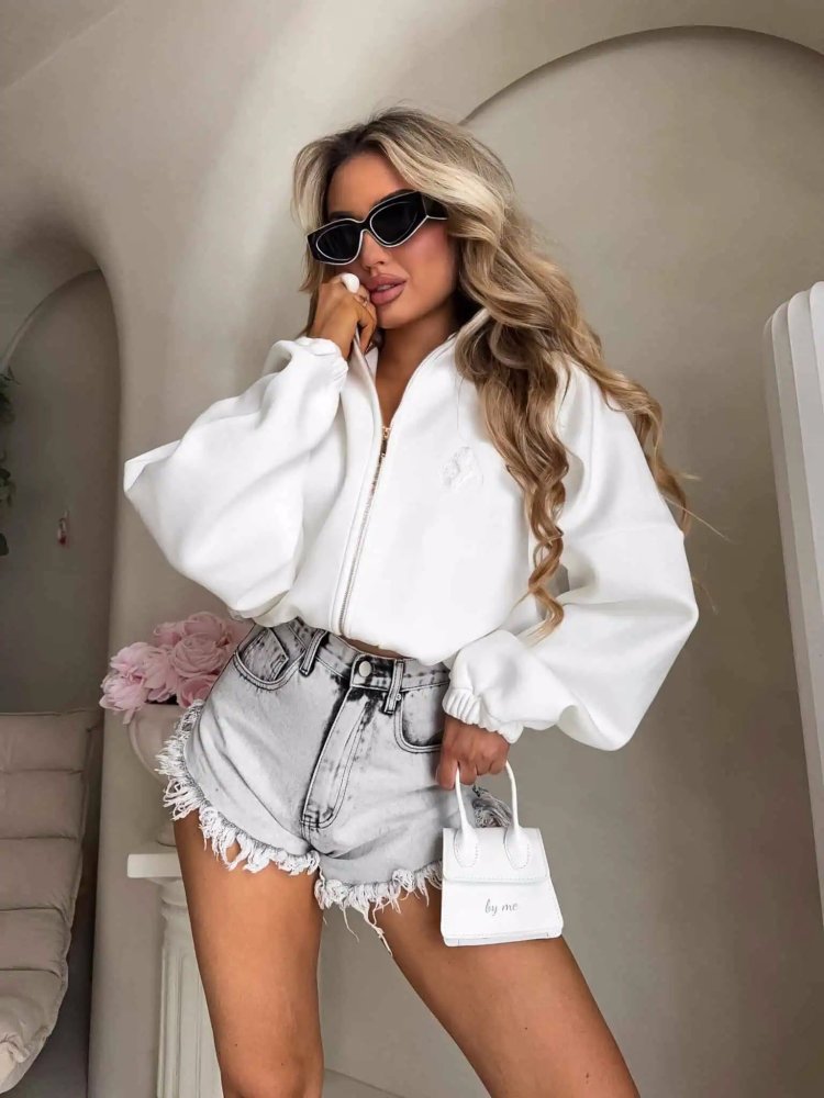 Bluza dresowa BESTIE, ecru