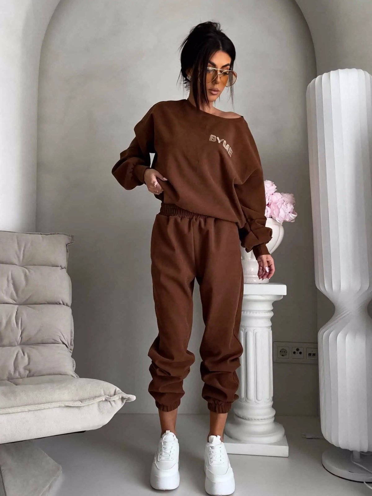 Komplet z bawełną NOIR, karmelowy