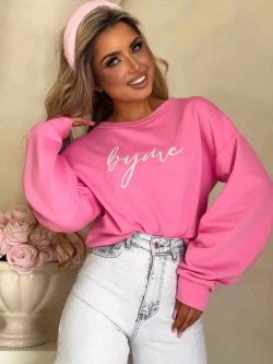 Bluza dresowa LOGO, mocny róż