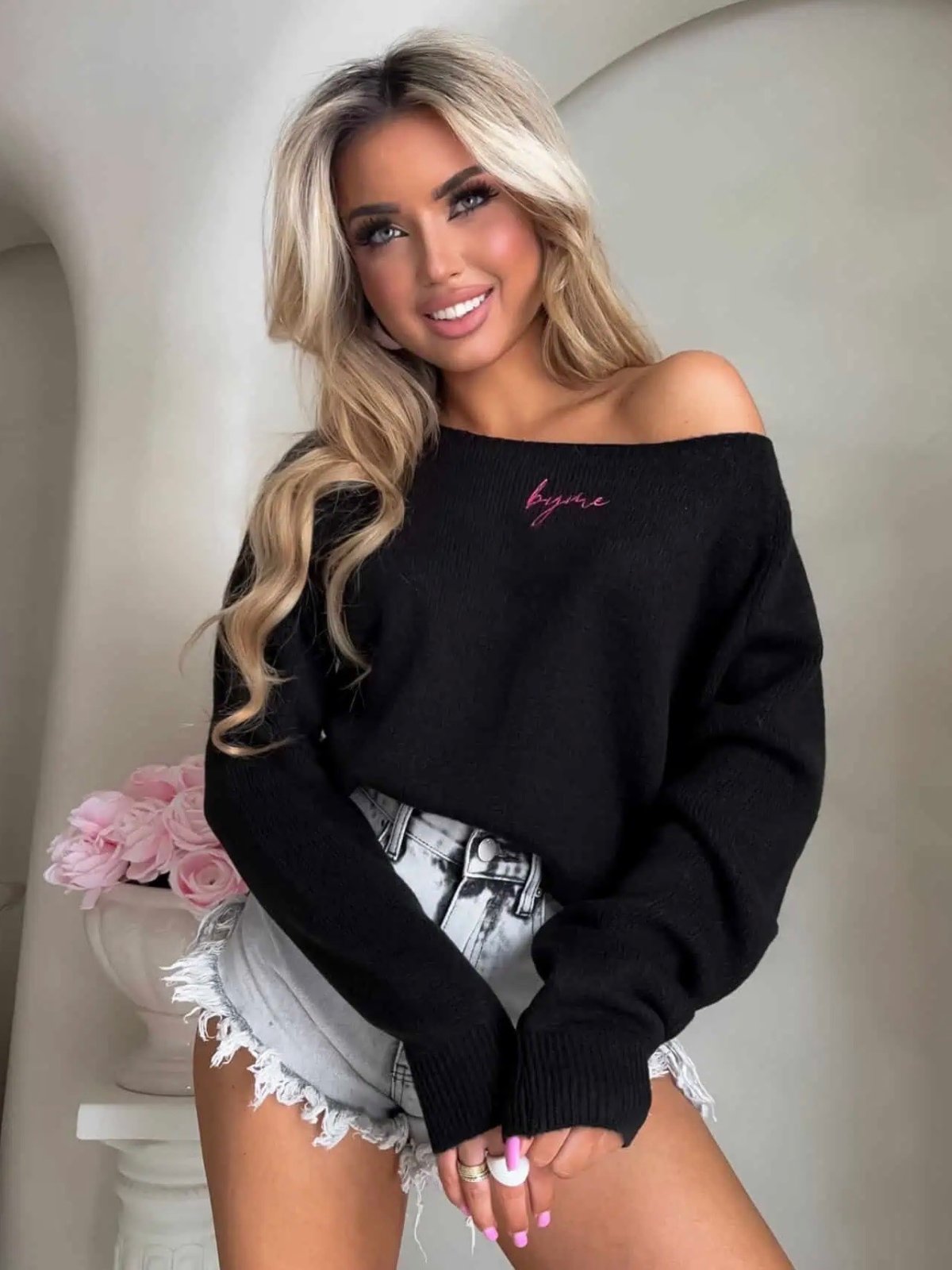 Sweter z wełną HERMES, czarny