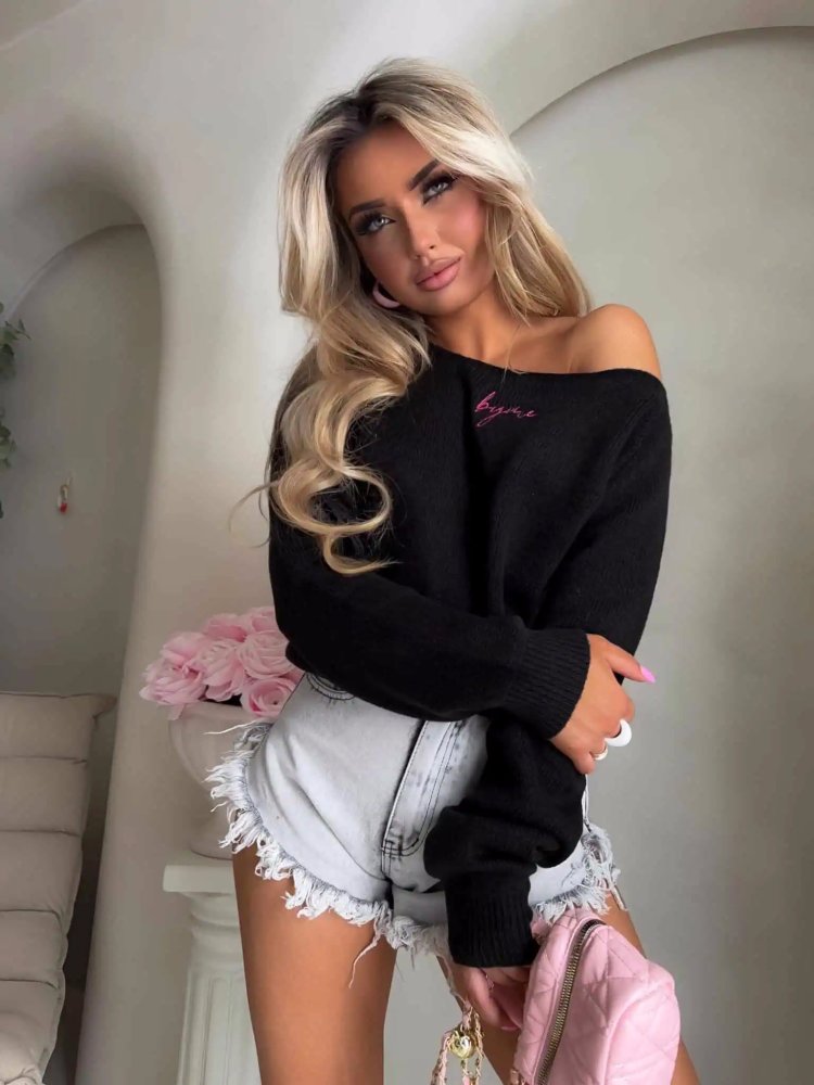 Sweter z wełną HERMES, czarny