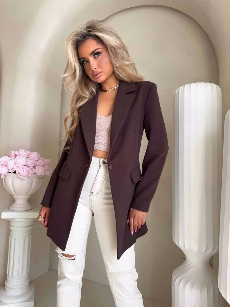 Marynarka LONG, czekoladowa