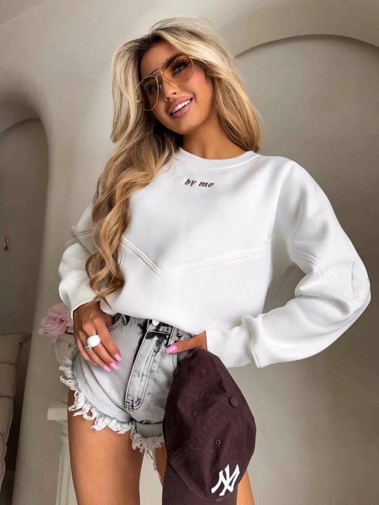 Bluza dresowa LOVE, ecru