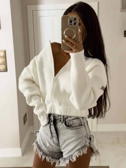 Sweter/bomberka z wełną MOHAIR, ecru