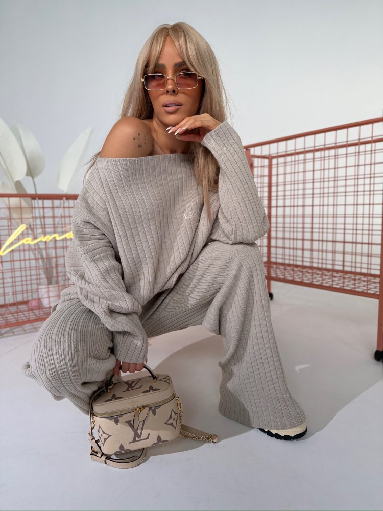 Komplet dzianinowy YARN, beż