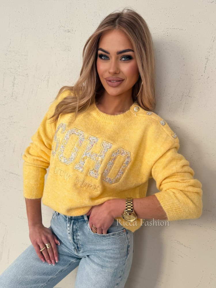 Sweter z wełną SOHO FLOWER,...