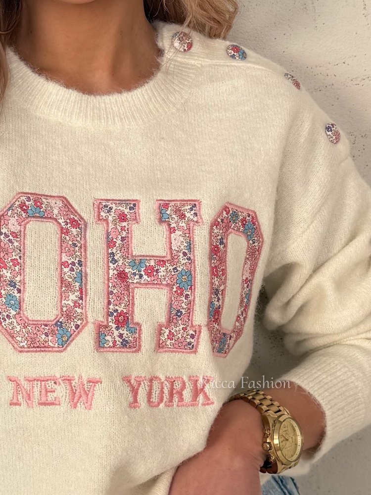 Sweter z wełną SOHO FLOWER,...