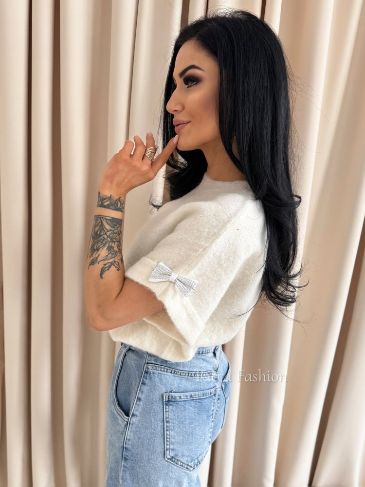 Sweter z wełną CHANTELLE, ecru